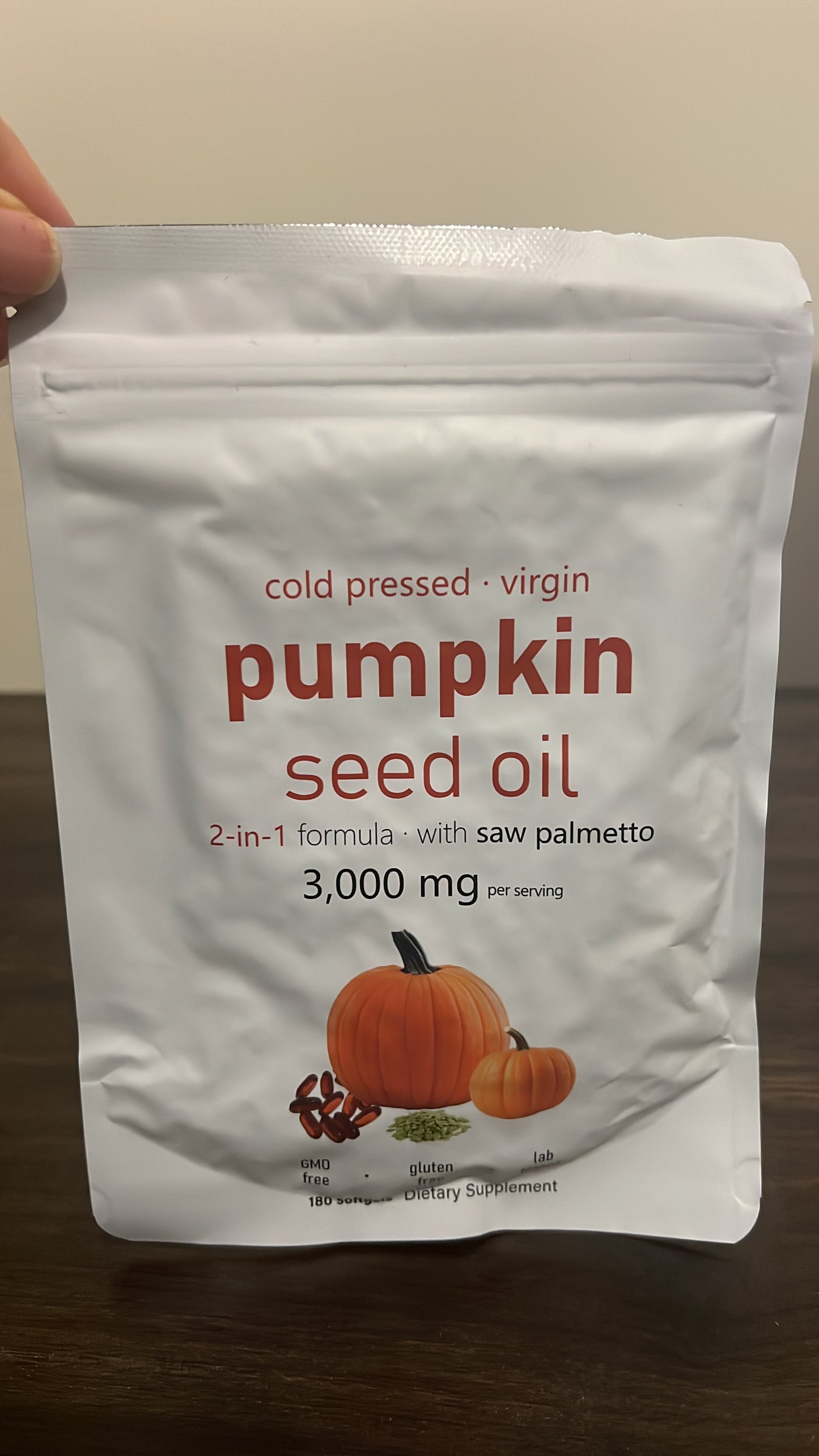 Cold Pressed Virgin Pumpkin Seed Oil with Saw Palmetto – 2-in-1 Formula | 3,000mg | GMO Free, Gluten Free | 180 Softgels