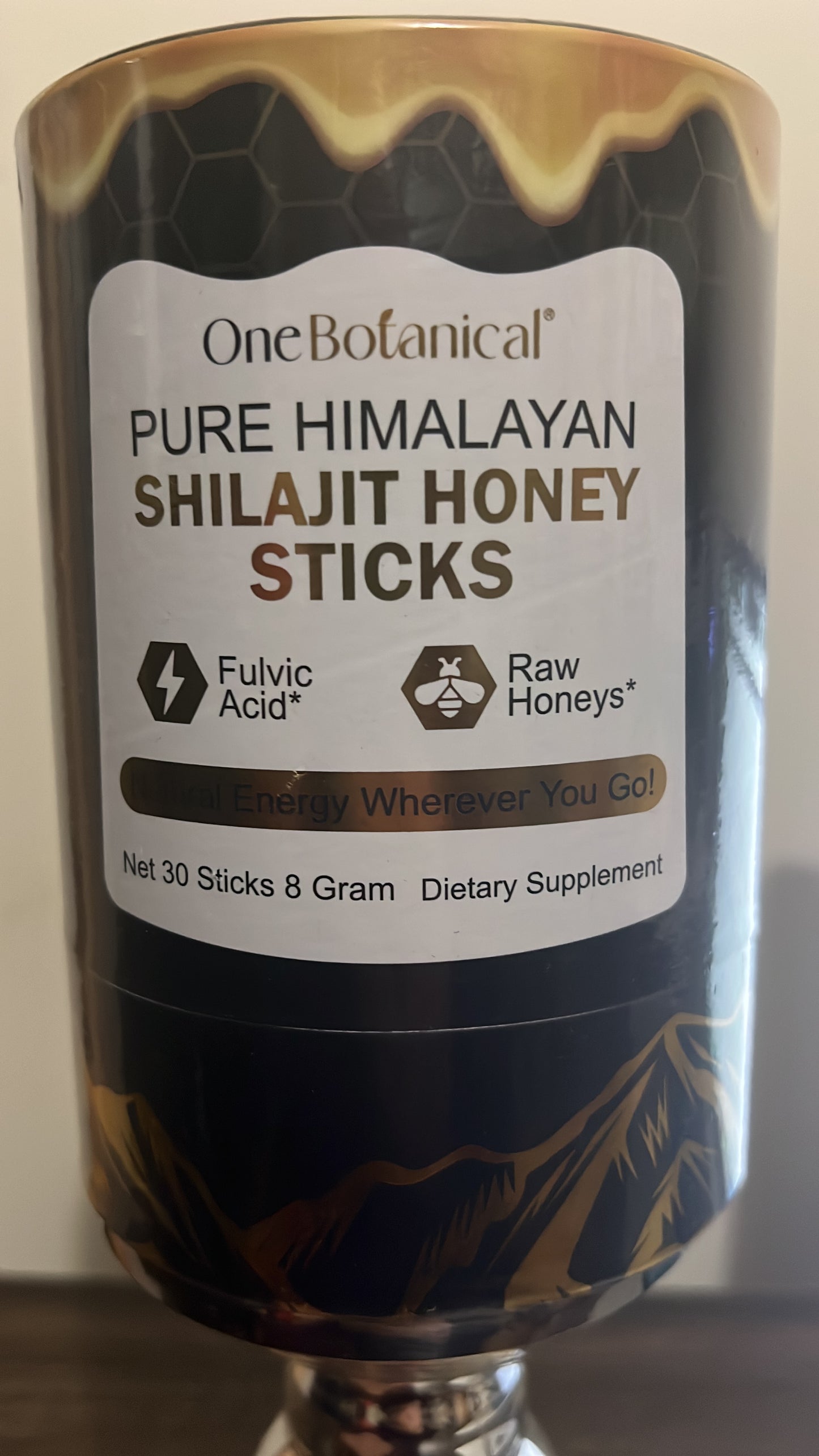 OneBotanical Pure Himalayan Shilajit Honey Sticks – Fulvic Acid & Raw Honey | Energy Wherever You Go | 30 Sticks