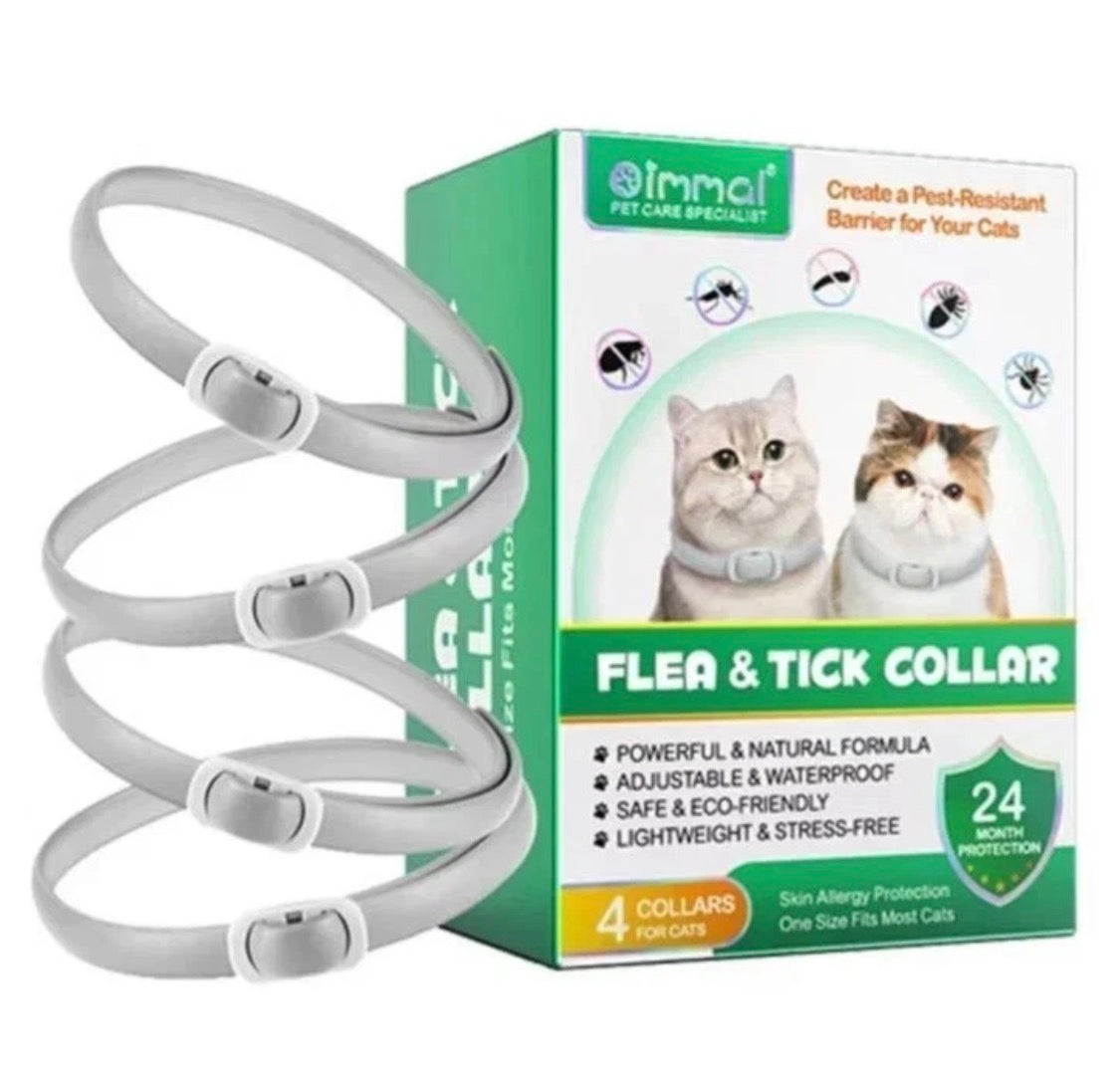 Oimmal Flea & Tick Collar for Cats – 4 Pack | 24 Month Protection | Adjustable, Waterproof & Eco-Friendly