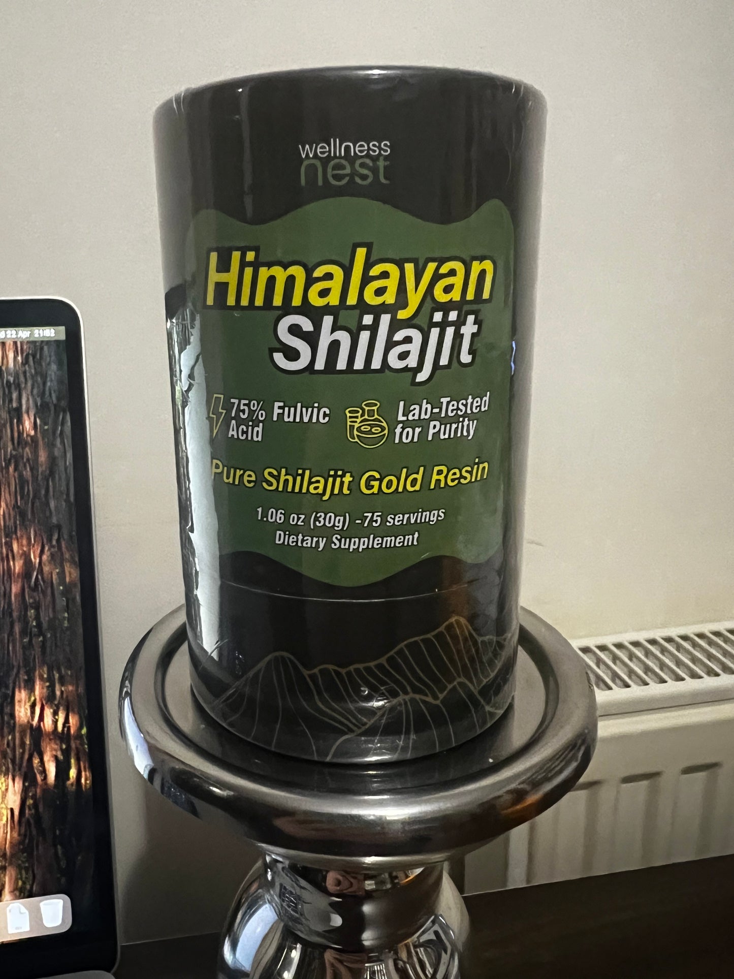 Wellness Nest Himalayan Shilajit Pure Gold Resin – 75% Fulvic Acid | Lab-Tested for Purity | 30g | 75 Servings