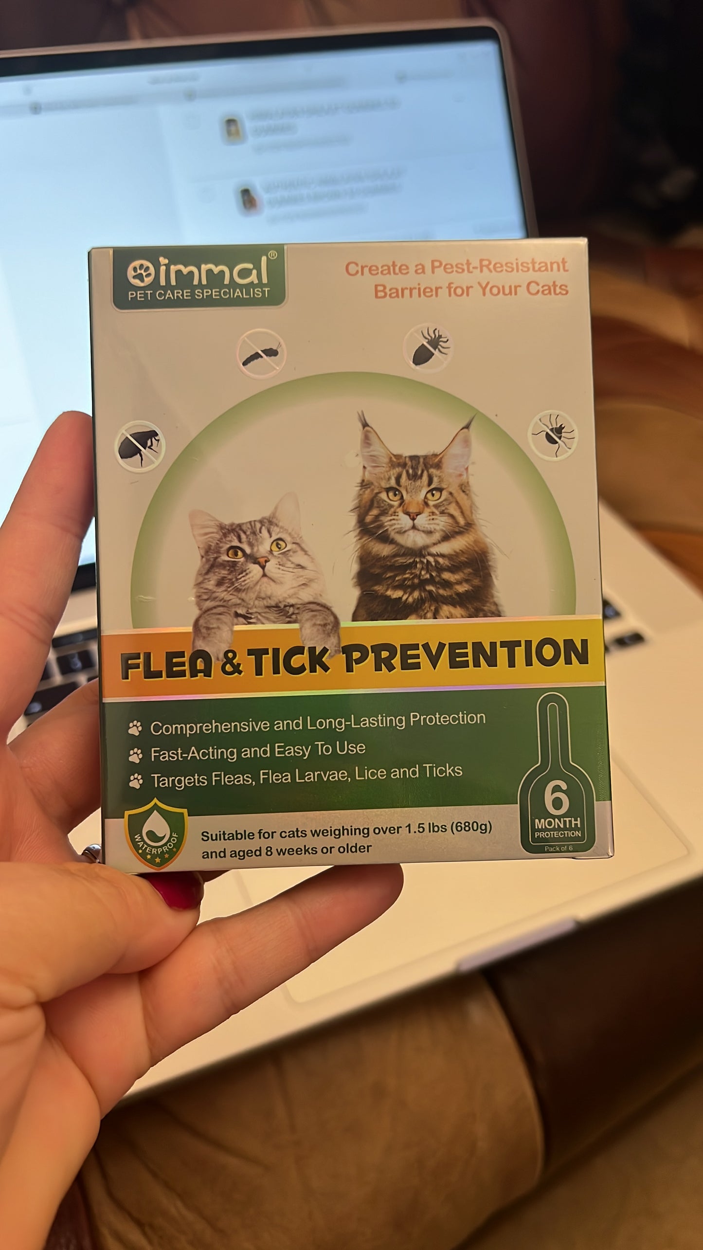 Flea & Tick Prevention for Cats – 6 Month Protection | Fast-Acting & Waterproof | Oimmal Pet Care