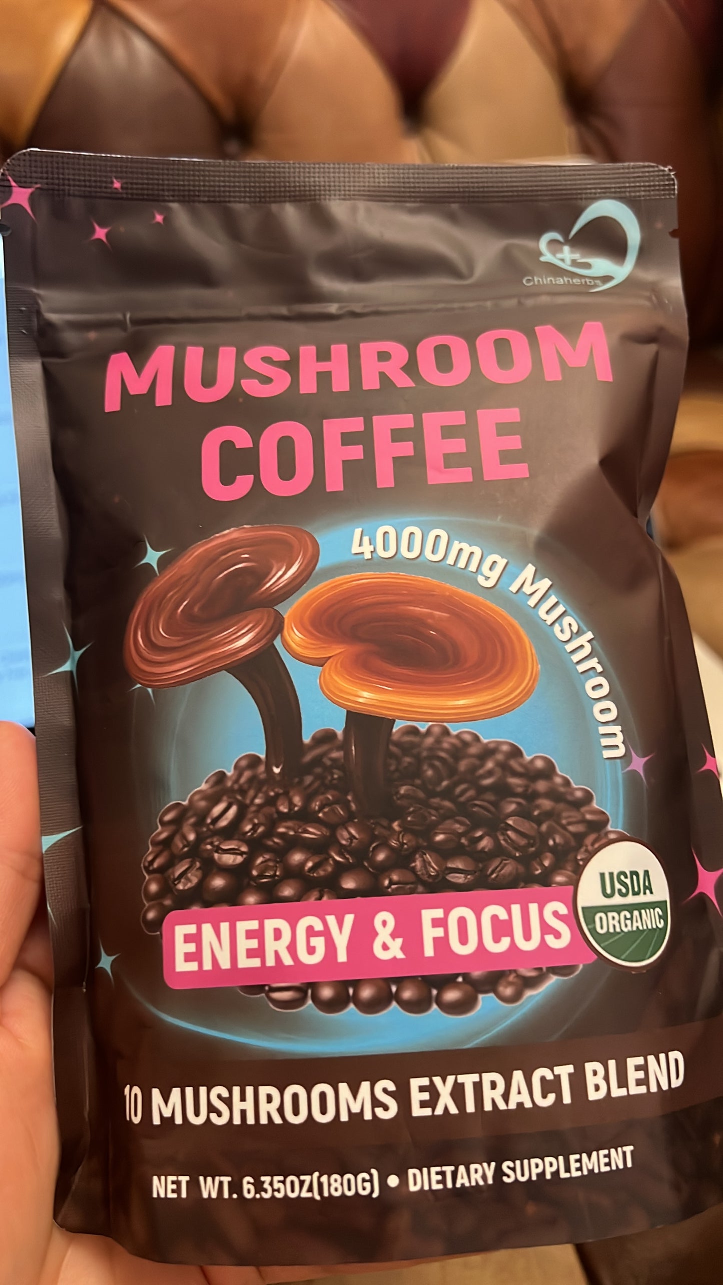 Organic Mushroom Coffee 4000mg | 10 Mushroom Extract Blend | Energy & Focus