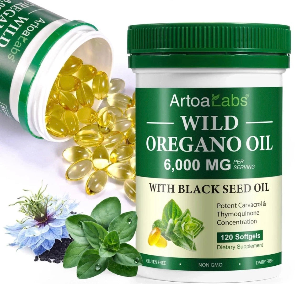 Wild Oregano Oil 6,000mg with Black Seed Oil – 120 Softgels