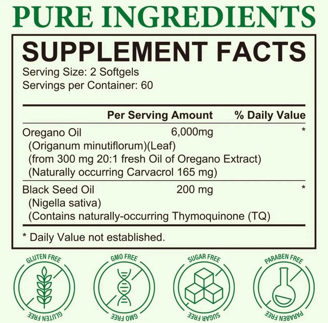 Wild Oregano Oil 6,000mg with Black Seed Oil – 120 Softgels