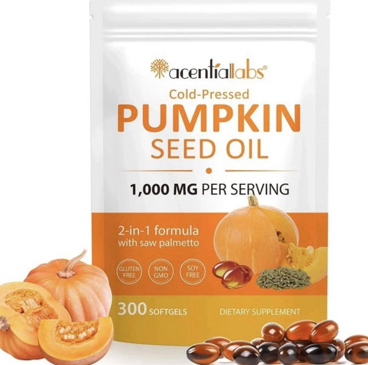 Cold-Pressed Pumpkin Seed Oil with Saw Palmetto – 1,000mg | 300 Softgels