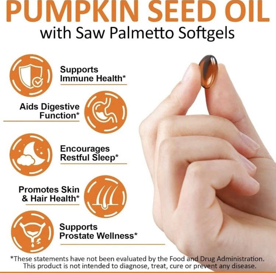 Cold-Pressed Pumpkin Seed Oil with Saw Palmetto – 1,000mg | 300 Softgels