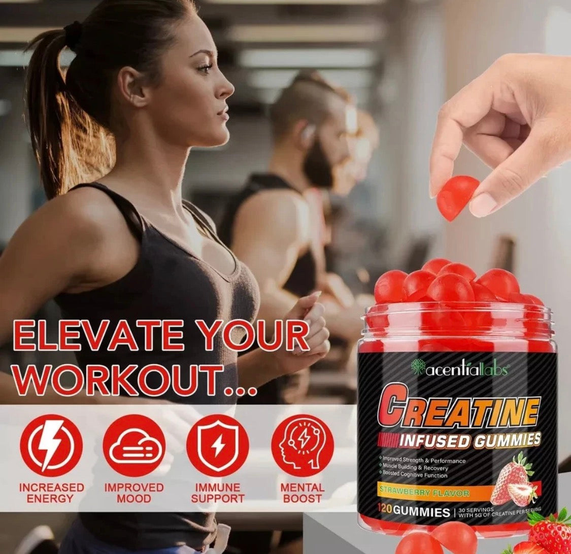 CREATINE INFUSED GUMMIES 120 STRAWBERRY FLAVOR