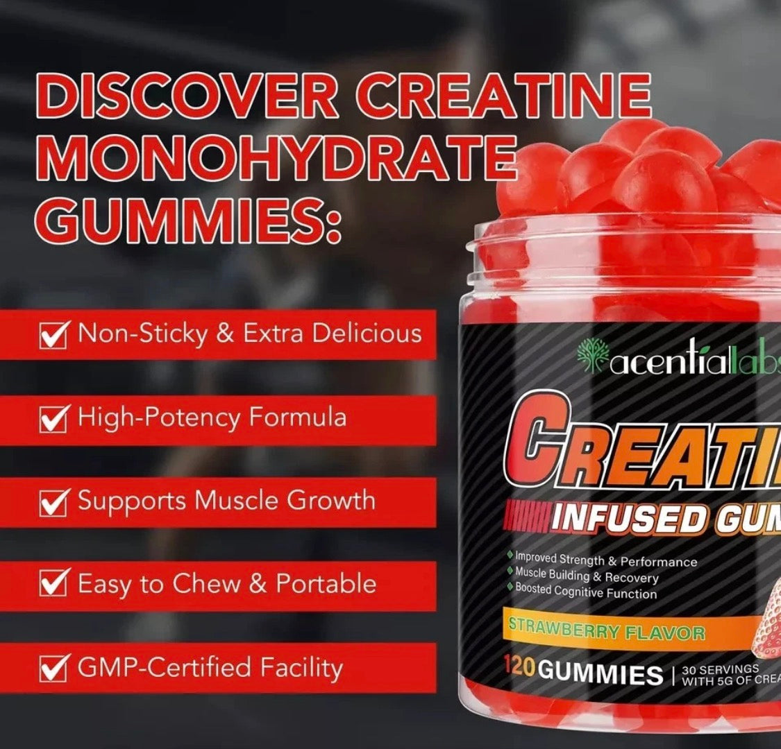 CREATINE INFUSED GUMMIES 120 STRAWBERRY FLAVOR