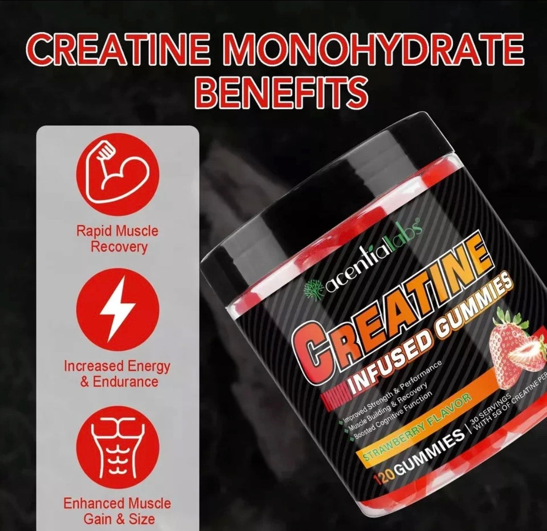 CREATINE INFUSED GUMMIES 120 STRAWBERRY FLAVOR