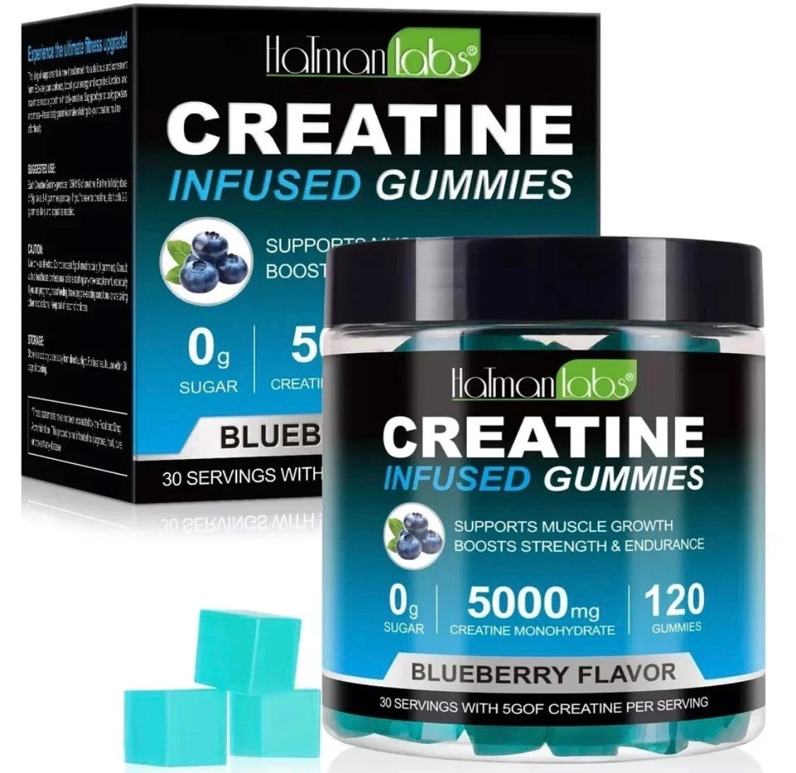 HalmanLabs Creatine Infused Gummies 5000mg | Blueberry Flavour | 120 Gummies