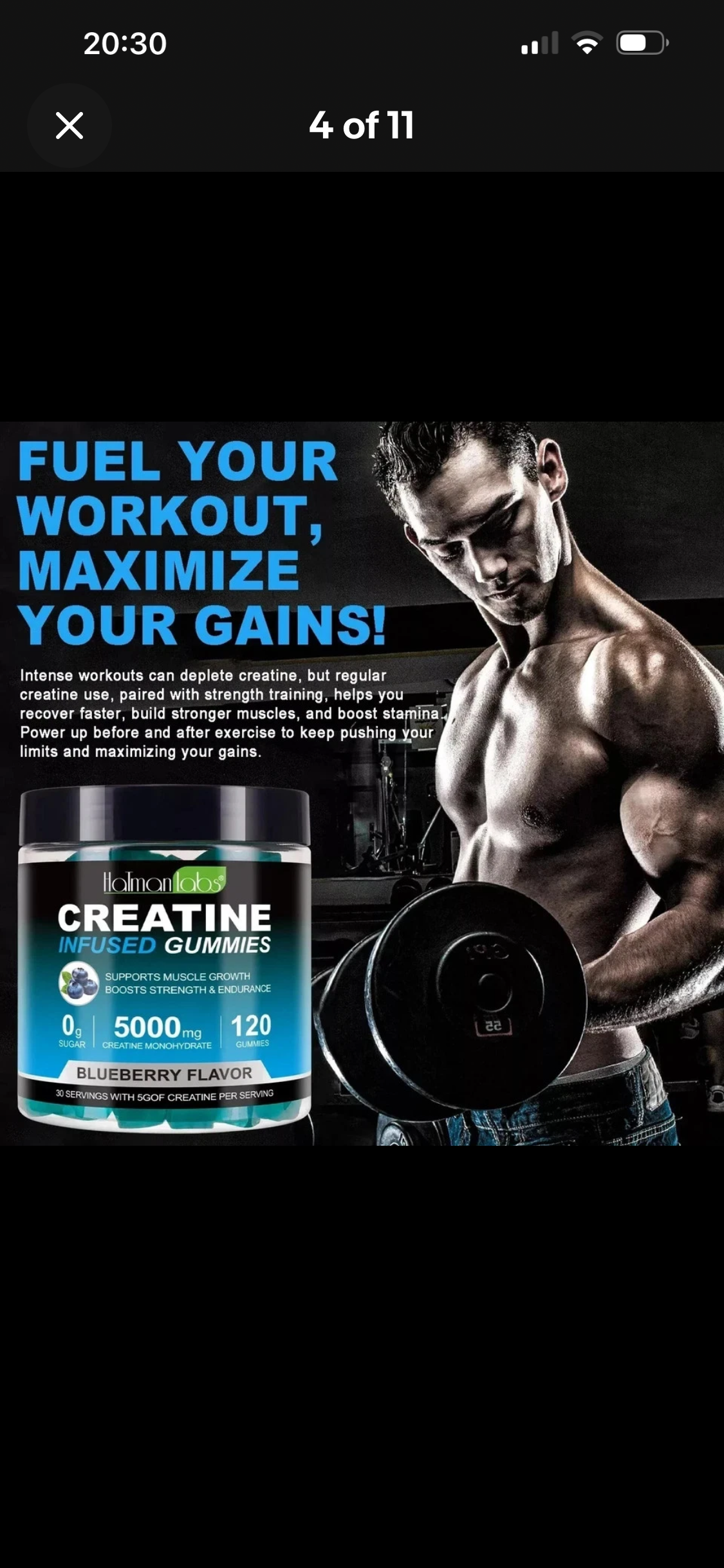 HalmanLabs Creatine Infused Gummies 5000mg | Blueberry Flavour | 120 Gummies