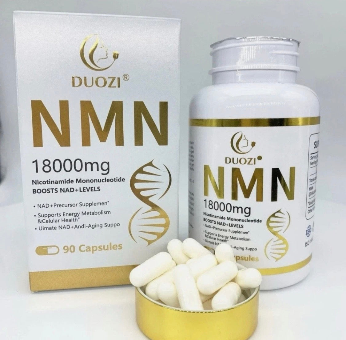 Duozi NMN 18,000mg Nicotinamide Mononucleotide – NAD+ Booster & Anti-Ageing Supplement | 90 Capsules