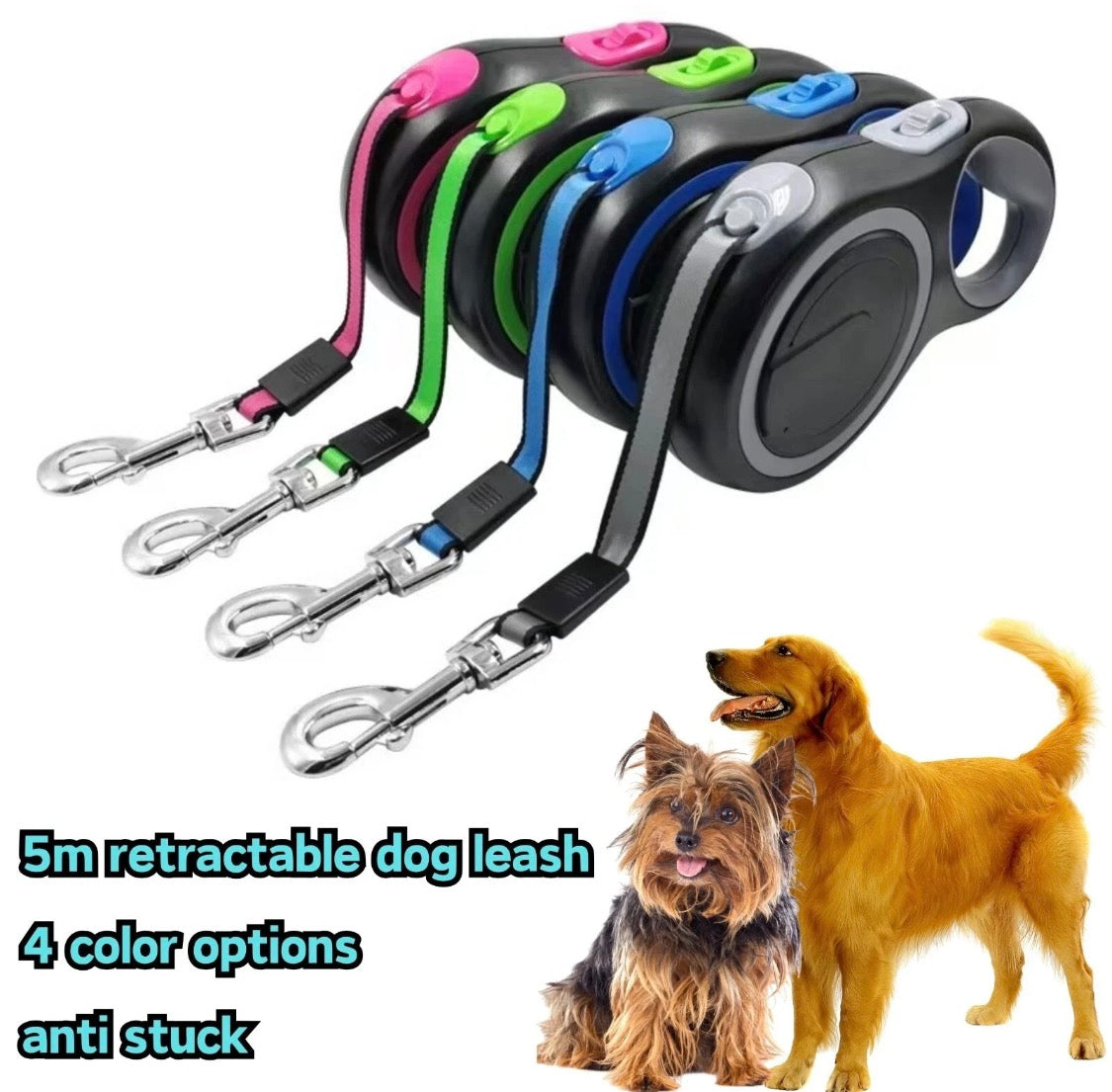 Retractable Dog Lead Extendable Training dog Leash Pet Leads 3 M 5M