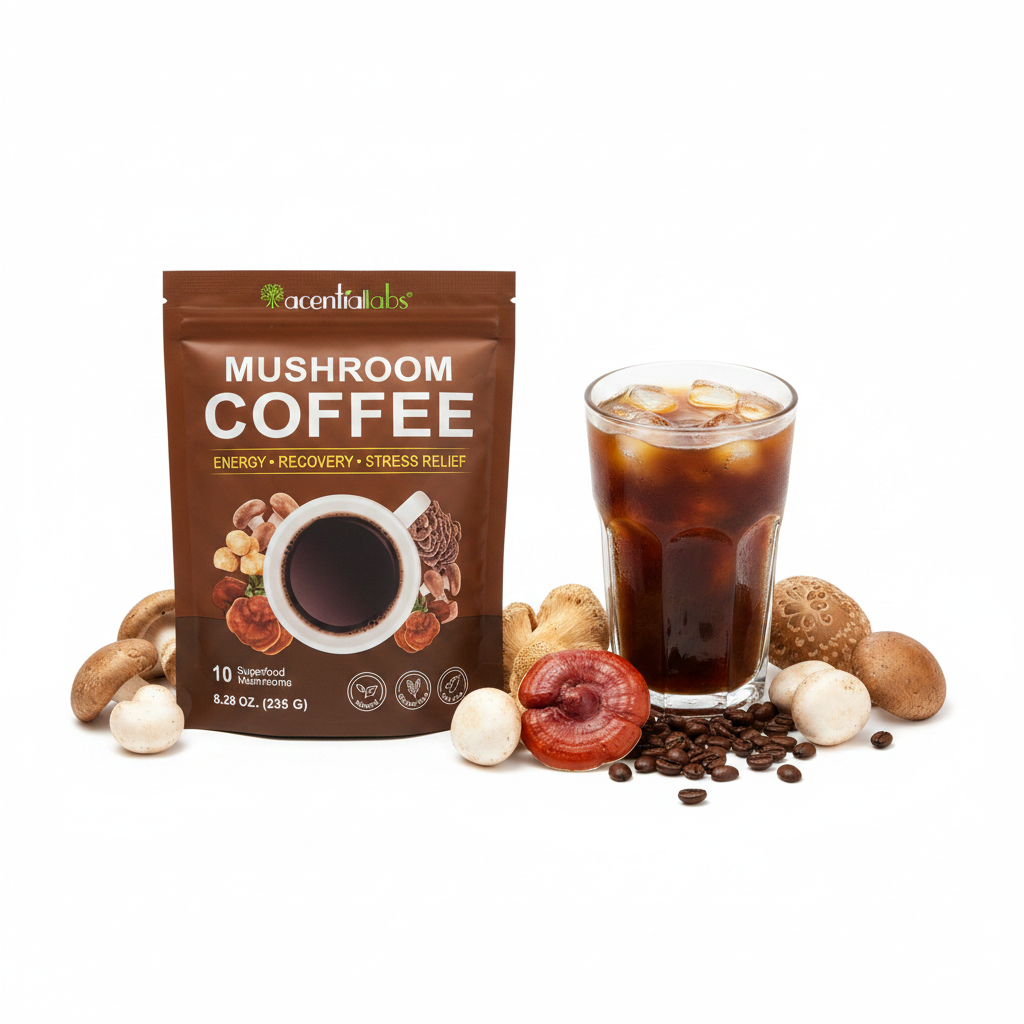 Iced coffee flat lay