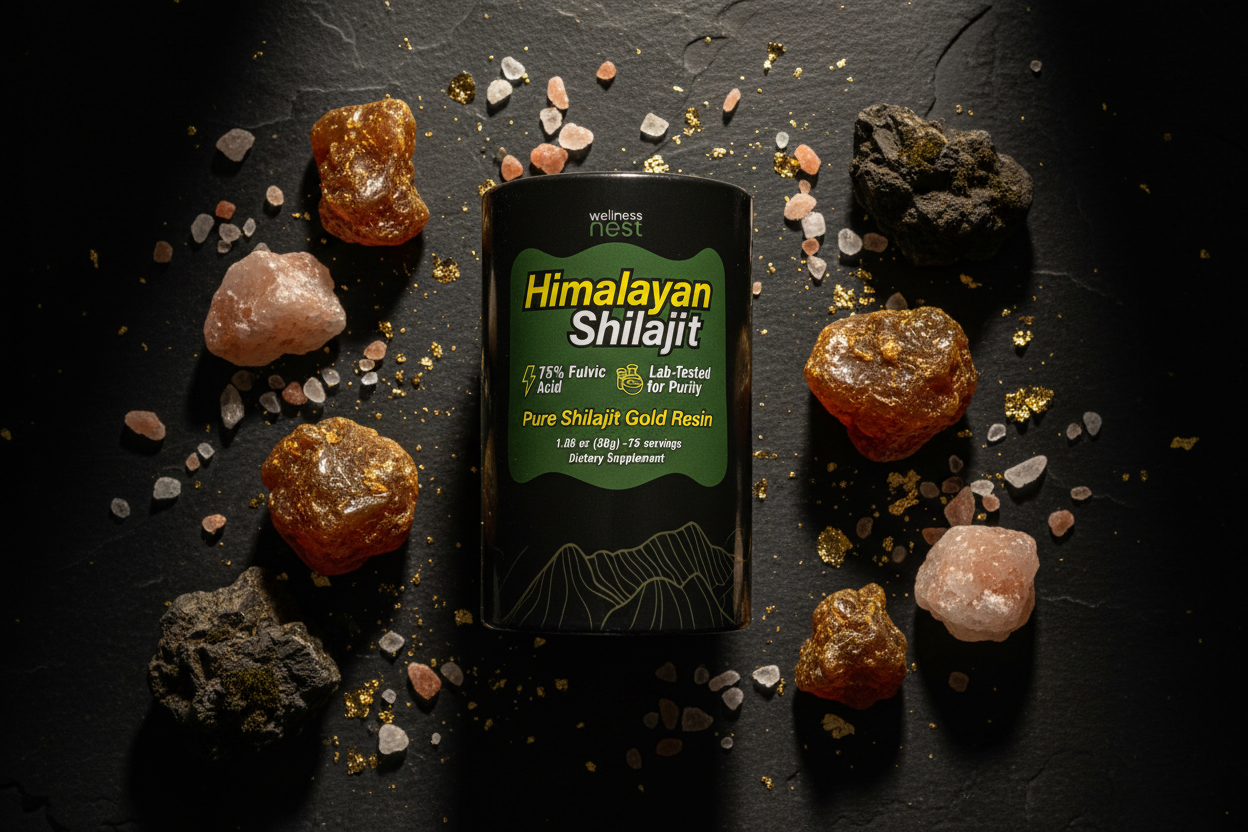 Wellness Nest Shilajit Flat Lay